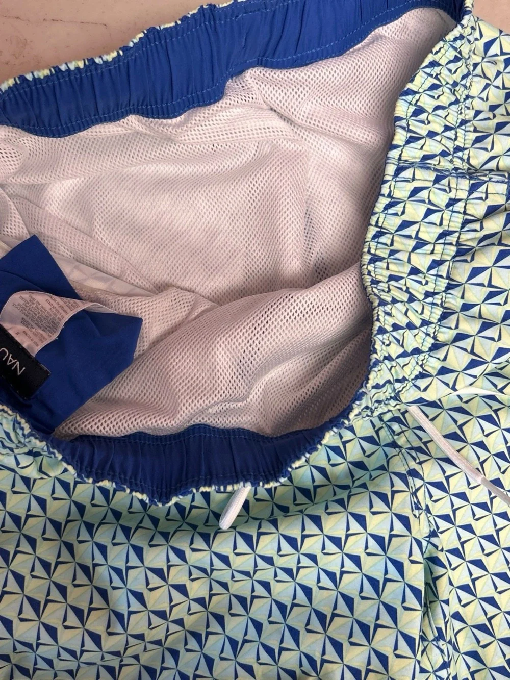 Nautica Blue & Light Green Geometric Swim Shorts